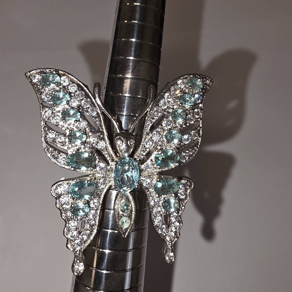 Silver and Blue Butterfly Ring
